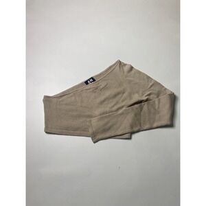 AN R+ Alp N Rock One Shoulder Cropped Long Sleeve Beige Sz S Knit Clean Girl